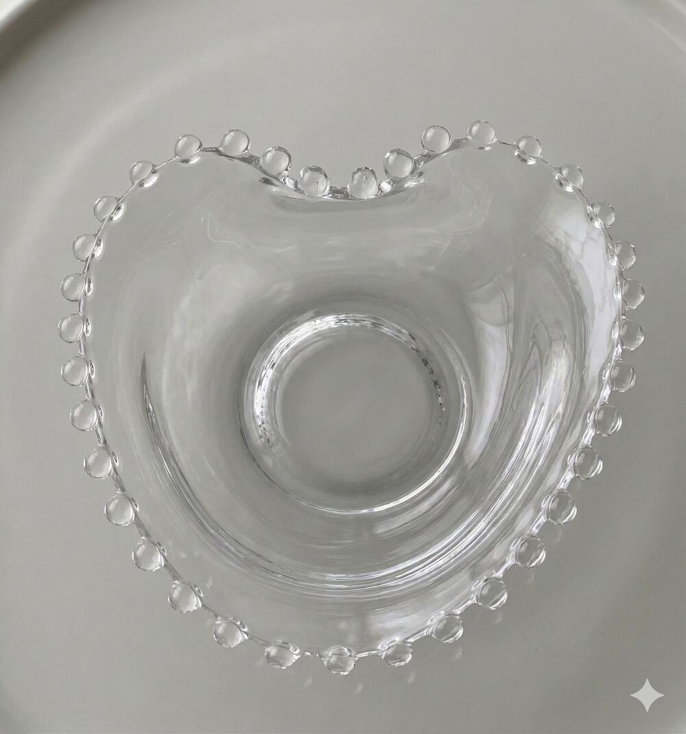 Vintage Candlewick Heart Shaped Candy Bowl from Imperial glass Co